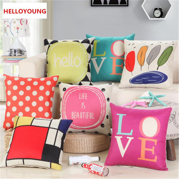 BZ092 Luxury Cushion Cover Pillow Case Home Textiles supplies Lumbar Pillow Happiness and love pillows chair seat