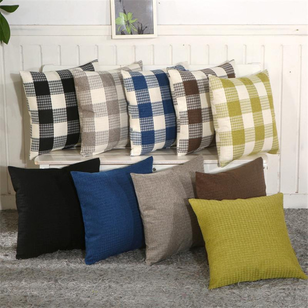 BZ141 Luxury Cushion Cover Pillow Case Home Textiles supplies Lumbar Pillow Lattice solid color car pillow chair seat