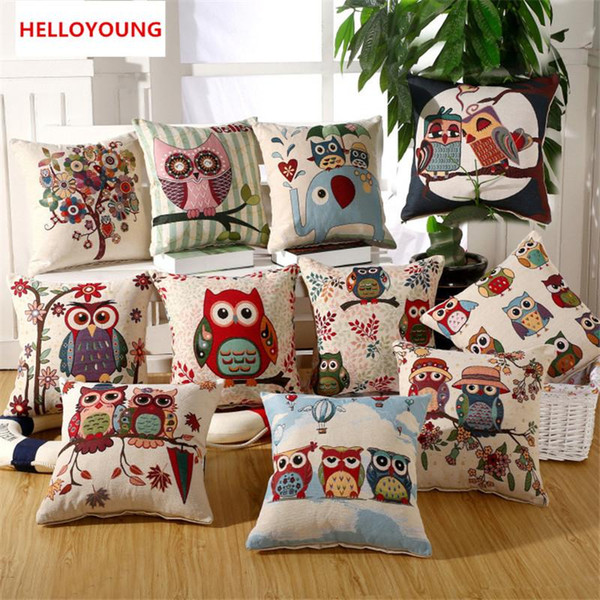 BZ057 Luxury Cushion Cover Pillow Case Home Textiles supplies Lumbar Pillow Owl decorative throw pillows Embroidered