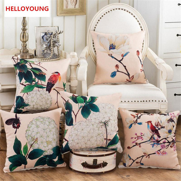 BZ126 Luxury Cushion Cover Pillow Case Home Textiles supplies American Country Flowers Birds decorative throw pillows chair seat