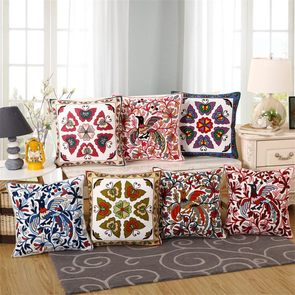 BZ131 Luxury Cushion Cover Pillow Case Home Textiles supplies Lumbar Pillow Peacock butterfly embroidery pillows chair seat