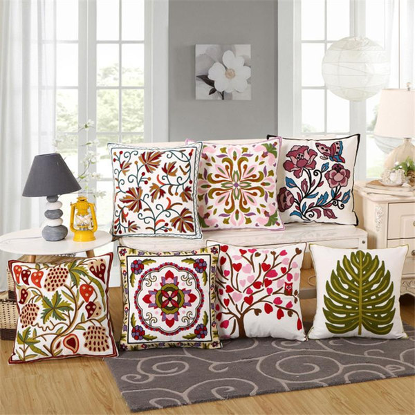 BZ128 Luxury Cushion Cover Pillow Case Home Textiles supplies Lumbar Pillow Maple leaf embroidery pillows chair seat