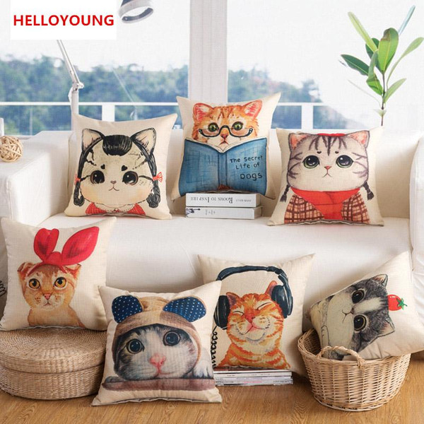 BZ110 Luxury Cushion Cover Pillow Case Home Textiles supplies Lumbar Pillow Miss cat Pattern decorative throw pillows chair seat