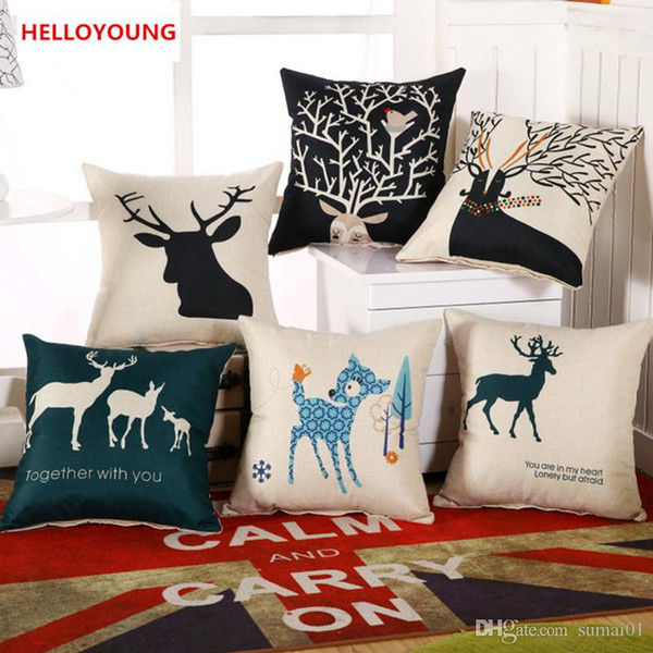 BZ059 Luxury Cushion Cover Pillow Case Home Textiles supplies Lumbar Pillow Deer head decorative throw pillows chair seat