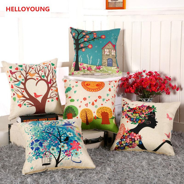 BZ058 Luxury Cushion Cover Pillow Case Home Textiles supplies Lumbar Pillow Birds and trees chair seat