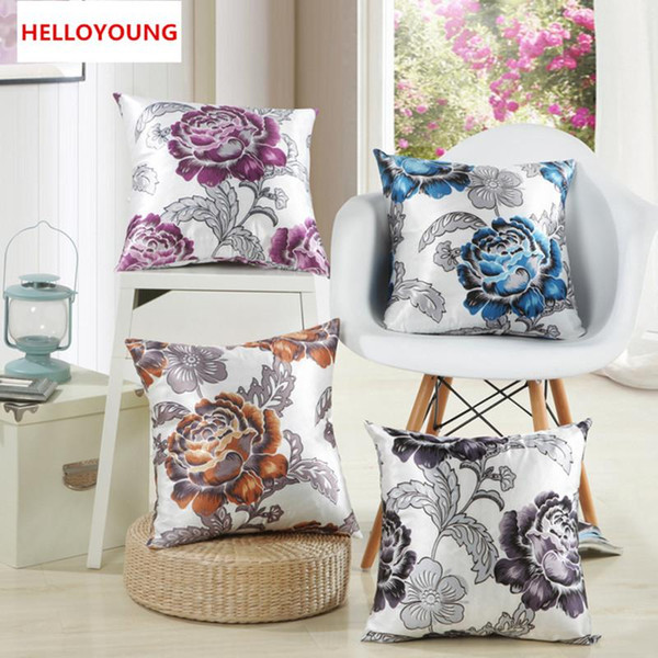 BZ020 Luxury Cushion Cover Pillow Case Home Textiles supplies Lumbar Pillow Big peony decorative throw pillows chair seat