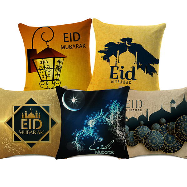 11 Styles Eid Mubarak Cushion Covers Ramadan Kareem islamic Lantern Moon Mosque Art Cushion Cover Sofa Couch Decorative Linen Pillow Case