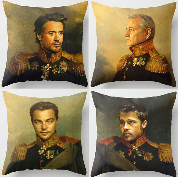 Celebrities Replaceface Paintings Cushion Covers David Bowie Alan Rickman Gary Barlow Brad Pitt Cushion Cover Sofa Seat Linen Pillow Case