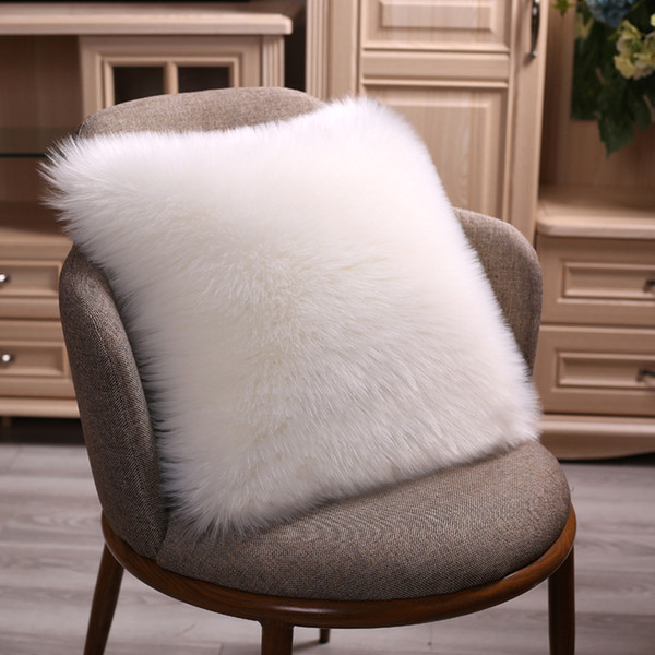 High Quality European Modern Plush Cushion Covers Wool Cushion Cover Faux Fur Sofa Bed Decorative Pillowcase