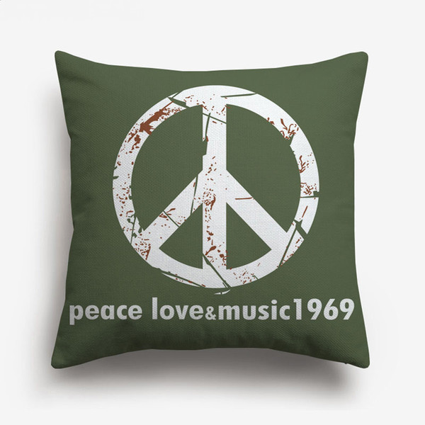 Peace Love Music Cushion Covers Rock And Roll Kurt Cobain Bob Dylan Portrait Cushion Cover Sofa Throw Decorative Linen Cotton Pillow Case