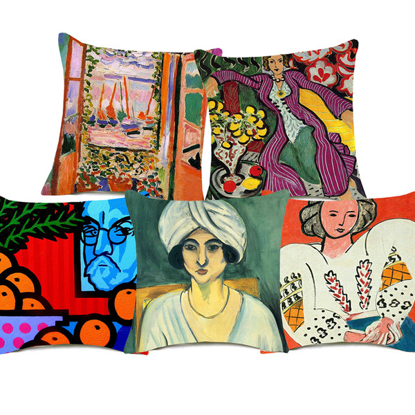 12 Styles Henri Matisse Paintings Cushion Covers Woman in a Purple Coat The Dessert Harmony in Red Cushion Cover Sofa Linen Pillow Case