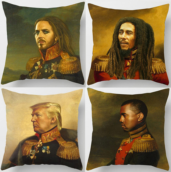 Tim Minchin Bob Marley Cushion Covers European Vintage Style Celebrities Paintings Donald Trump Jackie Chan Cushion Cover Linen Pillow Case