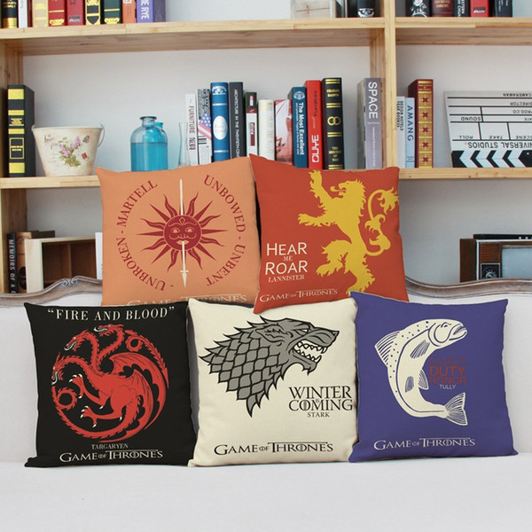 10 Styles Games of Thrones Cushion Covers House Stark Targaryen Arryn Lannister Cushion Cover Linen Pillow Case For Bedroom Decoration