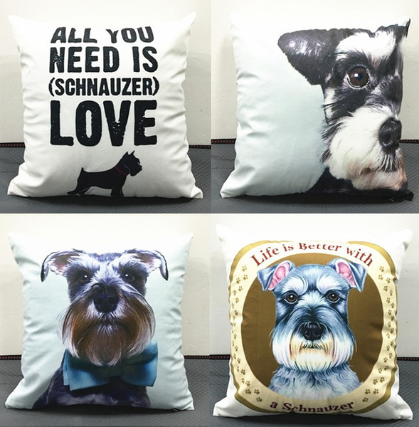 7 Styles Schnauzer Pet Dogs Cushion Covers English Letters All You Need Is Schnauzer Love Cushion Cover Decorative Soft Pillow Case