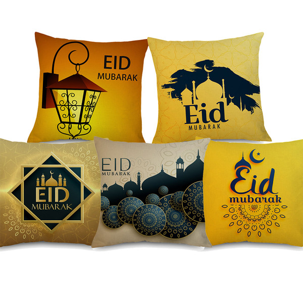 11 Styles Eid Mubarak Cushion Covers Ramadan Kareem islamic Lantern Moon Mosque Art Cushion Cover Bedroom Decorative Linen Pillow Case