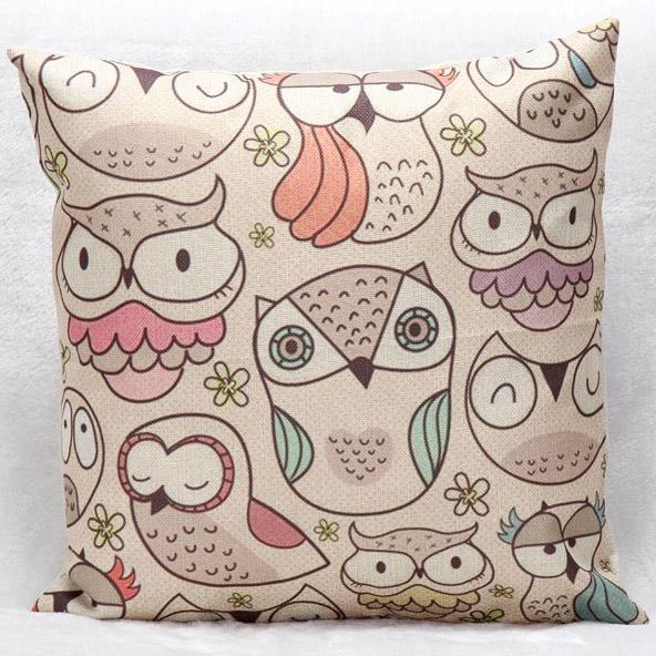 Cartoon Cute Lovely Bird Owl Cushion Covers Baby Kids Bedroom Decorative Cushion Cover Linen Pillow Case