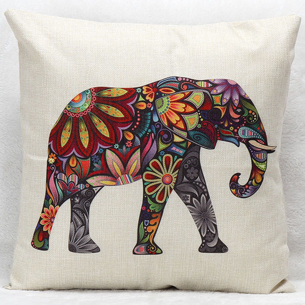 Indian Folk Ethnic Animal Elephant Cushion Covers Home Decorative Cushion Cover Linen Pillow Case For Bedroom Sofa Couch