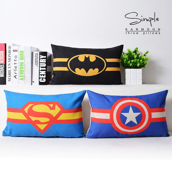 5 Styles Super Hero Cushion Covers Superman Batman Iron Man Captain America Green Lantern Cushion Cover Sofa Throw Linen Pillowcase