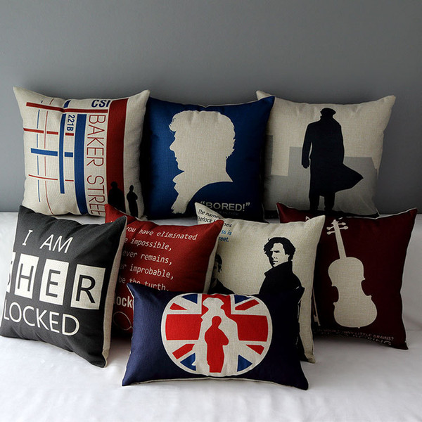 Sherlock Holmes Cushion Covers British Gentleman London Rain Cushion Cover Decorative Linen Cotton Pillow Case For Bedroom Sofa Couch