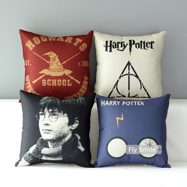 Harry Potter Cushion Covers Hogwarts School Witchcraft and Wizardry Cushion Cover Decorative Linen Cotton Pillow Case For Bedroom Sofa Couch