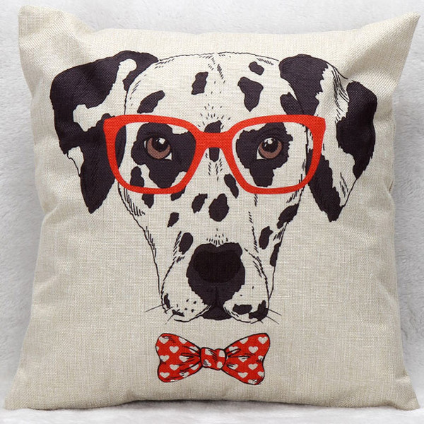 Hand Painting Dalmatian Dog Cushion Covers Home Bedroom Decorative Linen Cushion Cover Pillow Case For Sofa Couch Chair