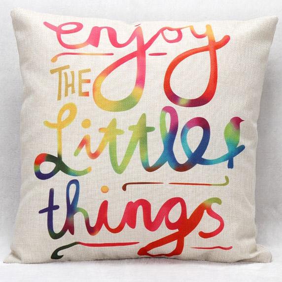 enjoy THE Little things Cushion Covers Colorful English Letters Bird Cushion Cover Decorative Linen Pillow Case For Bedroom Sofa Couch