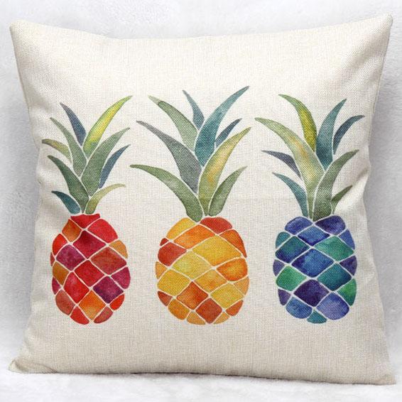 Watercolor Painting Pineapple Cushion Covers Summer Tropical Pineapple Art Cushion Cover Decorative Linen Cotton Pillow Case