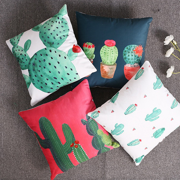 4 Styles Cactus Cushion Covers Summer Tropical Plant Art Cushion Cover Modern Home Decorative Soft Pillow Case For Sofa Chair