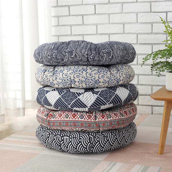 Cotton Linen Round Chair Seat Cushion Thick Sitting Pad Mat Home Decorative Car Seat Cushion Pillow Living Room Sofa Nap Pillow Cushions