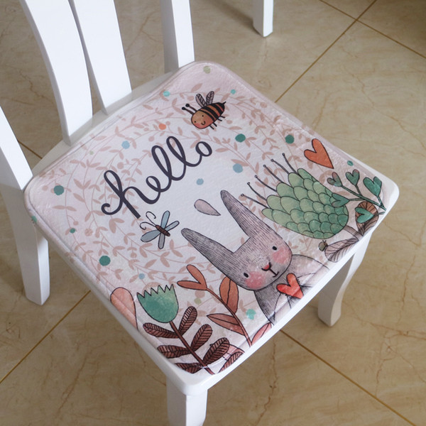 2022New Dining Chair Cushions 40x40cm Cute Cartoon Printed Antiskid Flannel Seat Cushion Mat Quality Kitchen Cushion Mat cojine