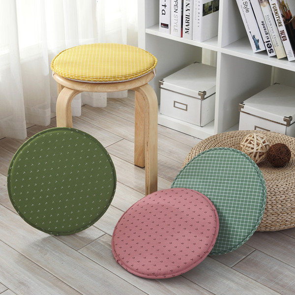 Stripe Anti-skid Cotton Linen Round Chair Seat Cushion,Latch Hook Thin Sitting Pad Chair Seat Mat,Home Office Decorative Cushion Pads Mats