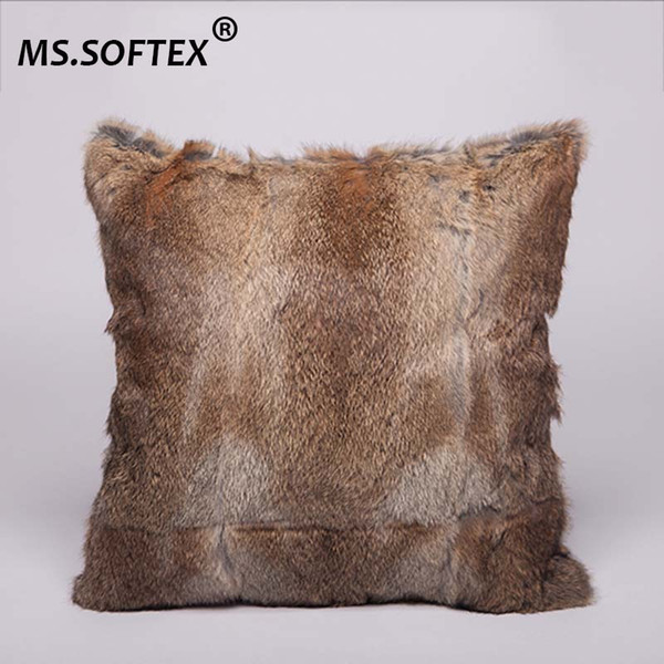 MS.Softex Real Rabbit Fur Cushion Cover Wholeskins Rabbit Fur Pillow Case Natural Fur Pillow Cover Home Decoration DROP SHIPPING