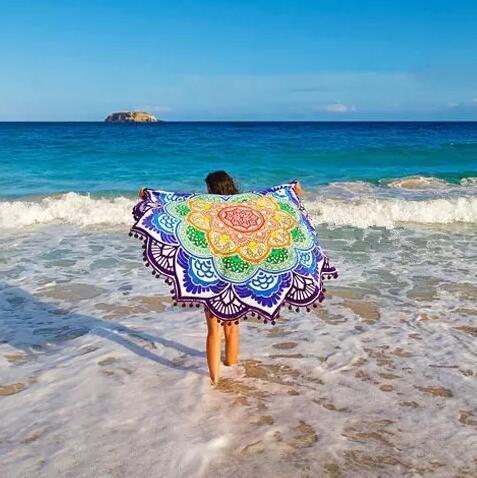 Indian Mandala Beach Towel Tassel Printed Tapestry Hippy Boho Tablecloth Bohemian Serviette Covers Beach Shawl Wrap Yoga Mat 5pcs free shipp