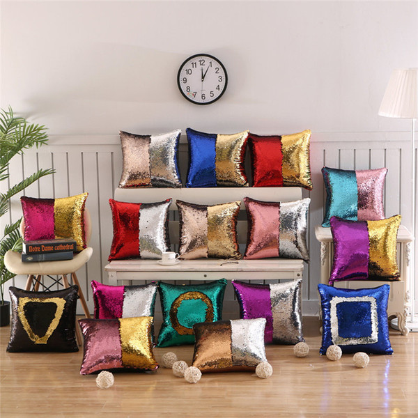 16 colors Amazon's best-selling Mermaid pillow with two-color sequins Customized chameleon magic cushion or cover home decor