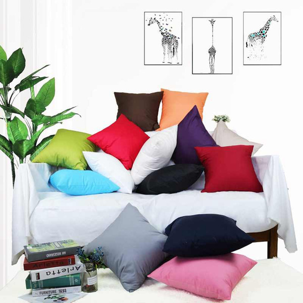 18 TYPE Pure Color Pattern Bedroom Cushion Cover Car Pillowcase 100% Cotton Pillow Case Covers Sofa 45*45cm Cushion Cover 18*18in