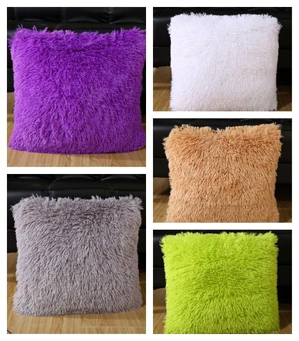 Super Soft 43*43 cm Pillow Case Plush Furry Throw Pillow Case Home Bed Room Office Supplies Colorful New