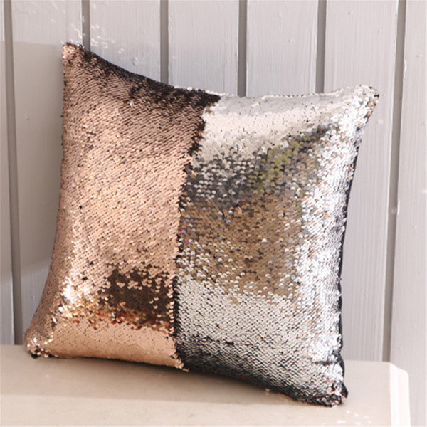 Magic Pillowcase Sequins Throw Pillow Mermaid 40*40cm Cushion Cover Decorative Reversible Sequin Pillowcover for Sofa Decorative