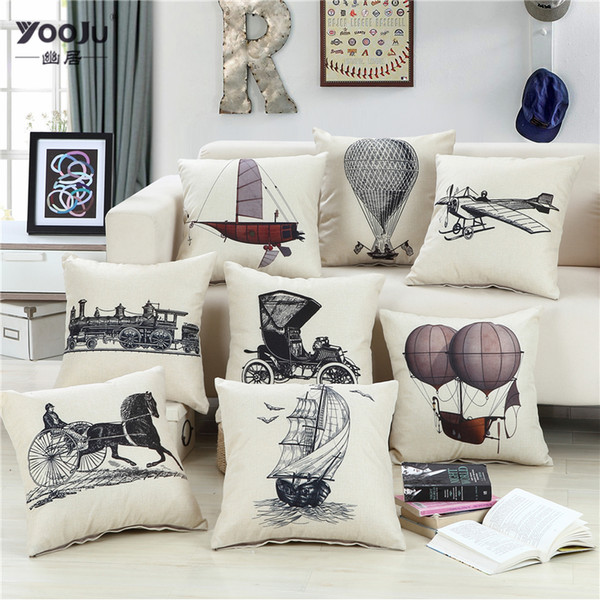 Linen sketch printing series sofa pillow car pillow office cushion can be customized to map wholesale sales