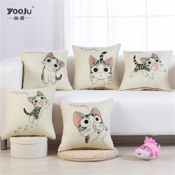 Burlap cat printing series sofa pillow car pillow office cushion can be customized to map wholesale sales