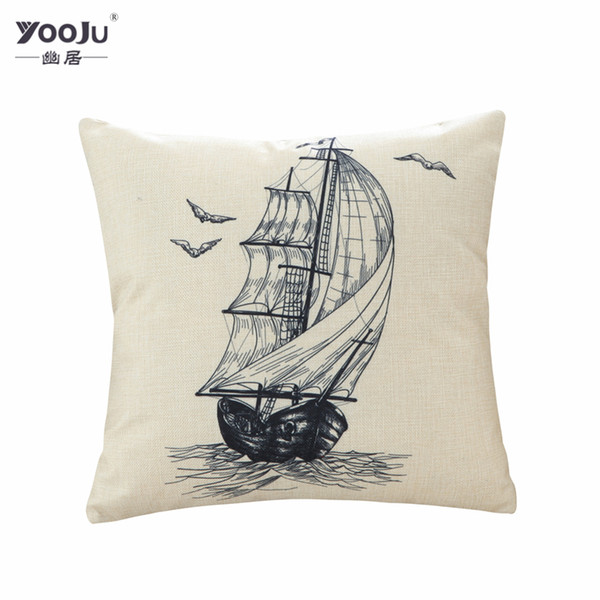 Linen sketch printing series two sofa pillow car pillow office cushion can be customized to map wholesale sales