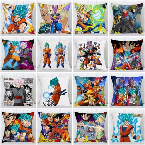 Fashion Anime Pillow Cover Dragon Ball Z Goku Super Saiyan Pillowcase Polyester Throw Pillow Cases Car Sofa Cushion Cover