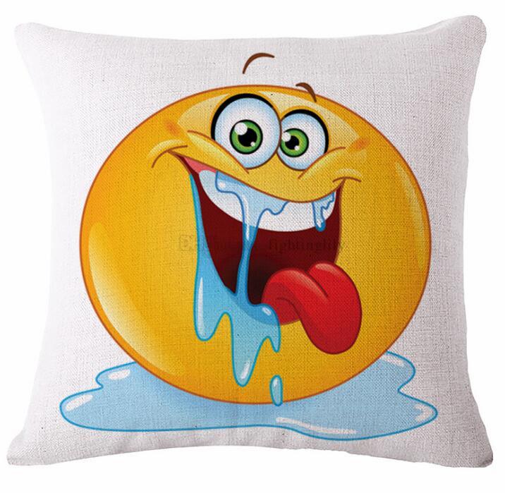 High Quality Emoji Cushion Cover for Chair Sofa 45x45cm Decorative Pillows Linen Cotton Printed Funda Cojin