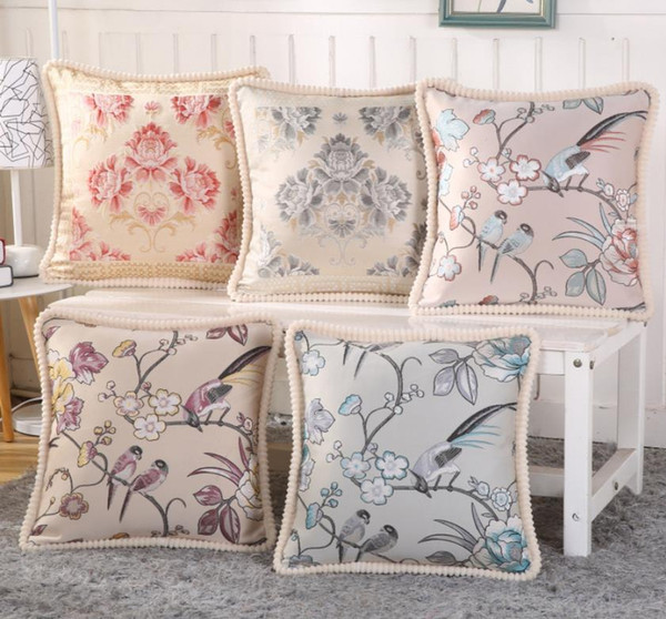 Floral Pattern Cushion Cover Sofa Pillowcase Polyester Cushion Case Office Car Square Hold Pillow Cover Home Decor Pillow LDH112