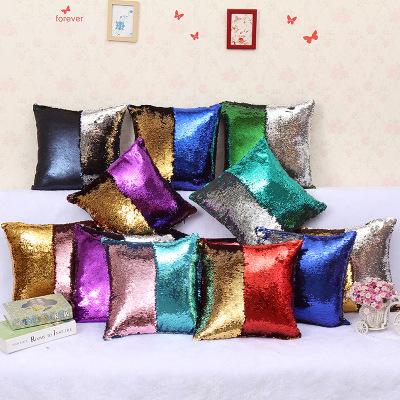 Sequin Mermaid Pillowcase Double Color Glitter Sequin Pillow Cover Sofa Throw Pillow Case Cushion 37 Colors Christmas Home Decor YFA245