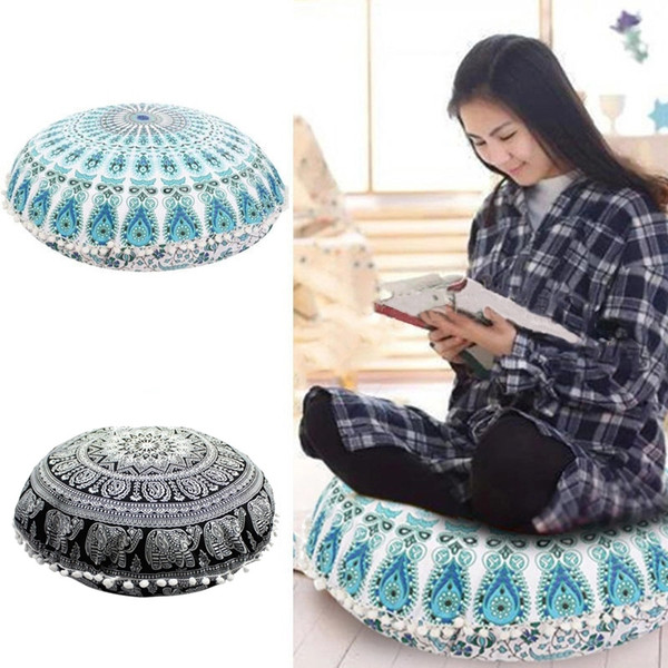 Round Mandala Pillow Cover Bohemian Floor Cushion Covers Indian Mandala Sofa Throw Cushion Cover Home Decor 37 Designs YFA269