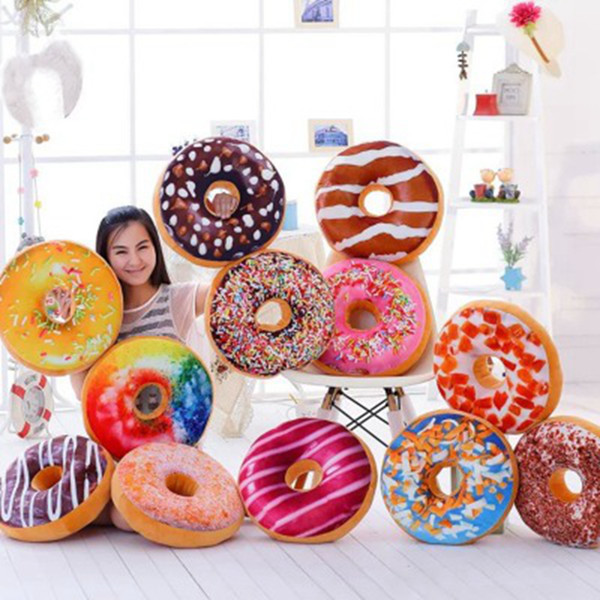 Doughnut Pillow Donuts Ring Shape Sofa Pillow 3D Soft Ring Chair Back Cushion Creative Plush Toys Gifts Home Decor Pillow 12 Styles YFA252