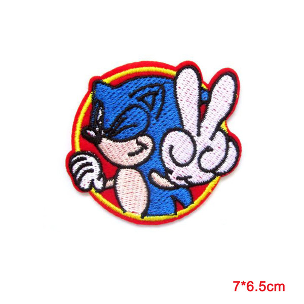 Sonic The Hedgehog Iron On Patch- Retro Sega Gaming Embroidered Crafts clothing Applique DIY Decoration Patches