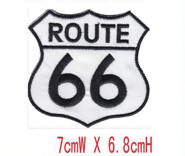 nice ROUTE 66 embroidery patch iron on border use in cloth or bag free shipping embroidery factory in china welcome custom