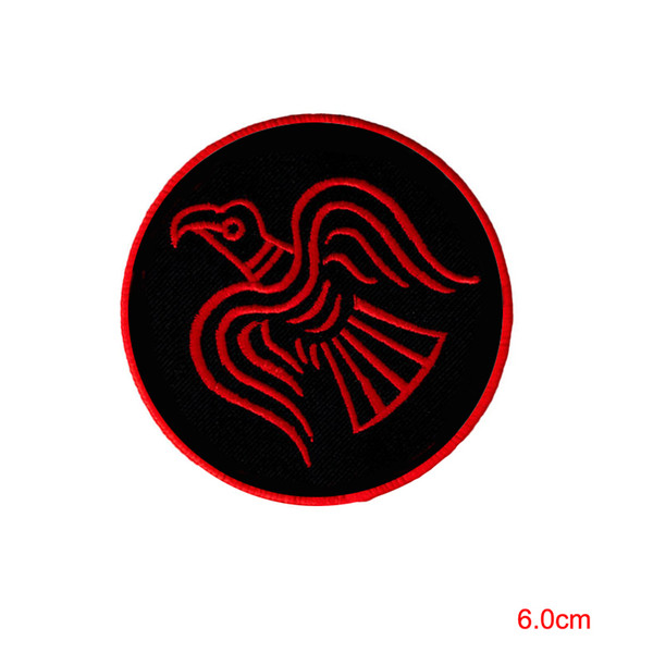 ODIN RAVEN PATCH iron on VIKING EMBLEM embroidered NORSE MYTHOLOGY NORWAY RED Stickers Appliques custom patch