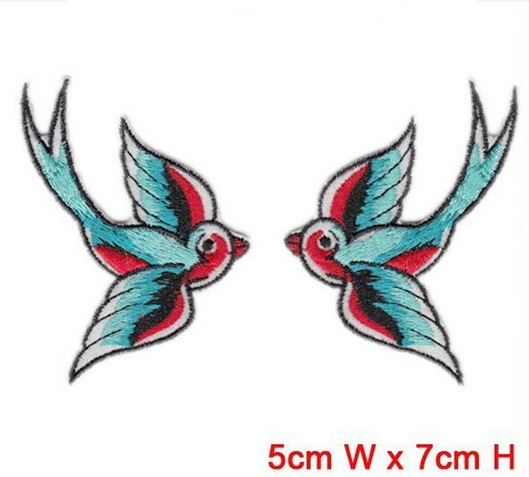 lovely swallow animal patch iron on hot cut border use in cloth hat bag free shipping can be custom embroidery factory